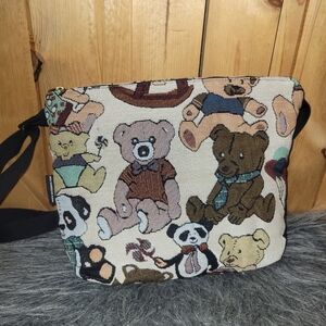 Dixie Bags Tapestry Teddy Bear Patterned Crossbody  Bag